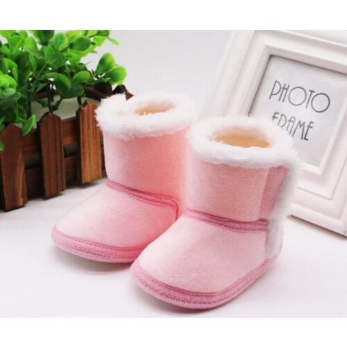 Kids Infant Newborn Baby Girls Shoes Cashmere Plush Solid Winter Fur Boots Fleece Warm Anti-silp Prewalker Booties Shoes#p4
