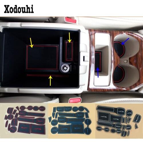 For Nissan X-trail xtrail T32/Rogue 2014 2015 2016 car Groove Gate Slot Armrest Storage Rubber non-slip mats mat door pad cup