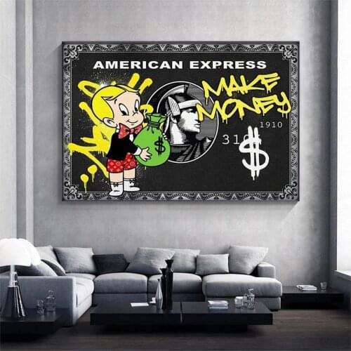 Graffiti Street Art MAKE MONEY Wall Painting Canvas Prints and Posters Modern Pictures for Living Room Home Decoration