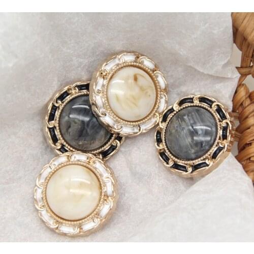 HENGC 25mm Round Agate Gold Metal Buttons For Clothing Women Jacket Coat Dress Handmade DIY Decorative Accessories Wholesale