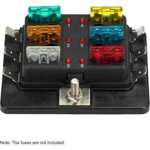 KKMOON 12V 24V LED Indicator Light 6 Way Blade Fuse Box Holder Plastic Cover Block Circuit Adapter Kit Accessories