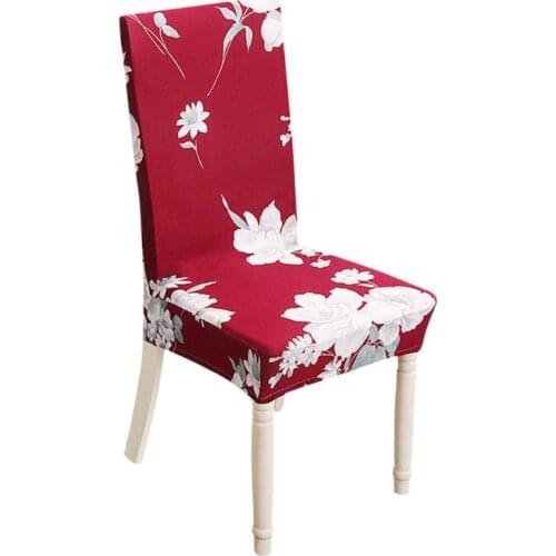 Red Peony Print Stretch Chair Cover Home Dining Elastic Chair Covers For Wedding Party Banquet Home Decor Universal