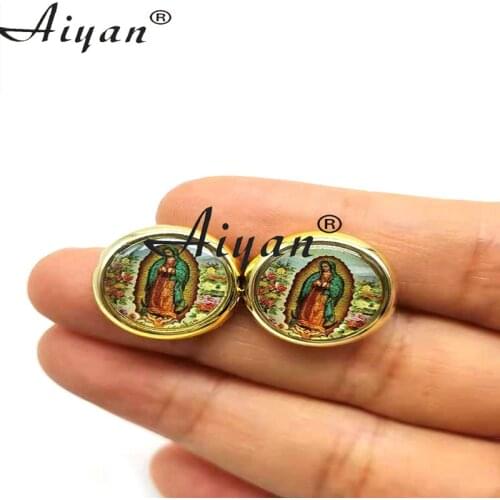 50 Pieces Religious Rounded Two-Sided Drop Oil Ccb San Judas And Jesus Mary Straight Hole Can Handmade DIY