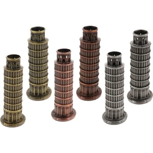 Metallic Leaning Tower of Pisa Statue Collectable Souvenir Figurines Tower Model for Home Office Store Decoration