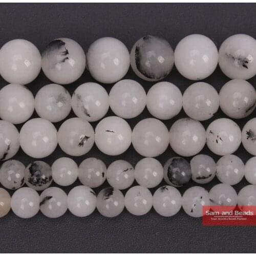 Wholesale Natural Stone Black White Jades Beads 4 6 8 10 12 MM pick size for Necklace Bracelet Making BWJB9
