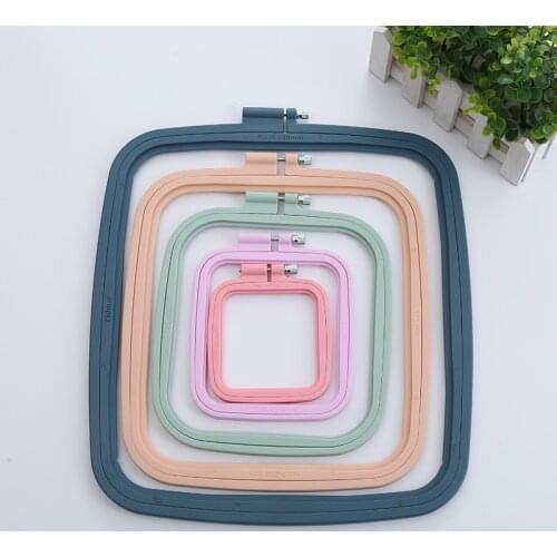 Newest Candy Color Embroidered Hoops Circle Square ABS Adjustable Stretch Needlework Tool Cross-stitch Kit Sewing Accessories