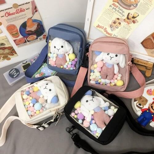 2021 New Mini Crossbody Bags Women Cute PVC transparent Small Clear Ita Bag Girls Shoulder Purse Massager doll Bag IB025