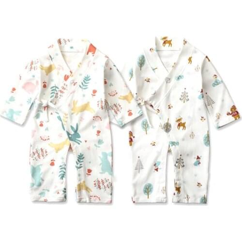 New Baby Romper Long Sleeve Boys Girls full Printing Monk Rompers Newborn Jumpsuit Thin Cotton Clothes