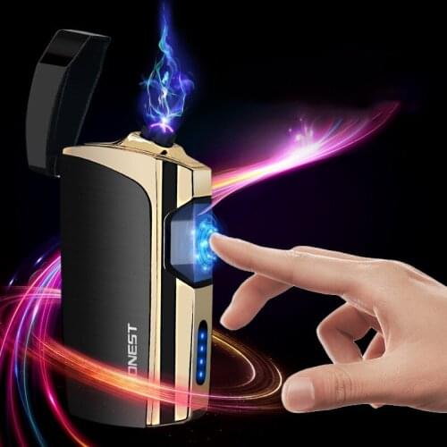 New Personality Creative Double arc Lighter Charging Induction Windproof USB Cigarette Lighter Men’s Gift Portable Lighter