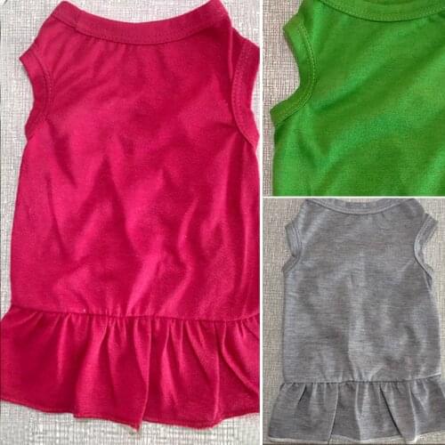 Dog Cats Ruffle Dress Dog Clothes Soft Solid Color Vest Skirt Dog Skirt Summer Thin Dog Dress Tops Tees Casual T-shirts Dresses