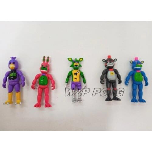 Five Nights Midnight Toy Bear Black Ver Game FNAF Action Figure Toys Foxy Chica with Light Model Dolls Kids 5 Pcs/set Opp Bag
