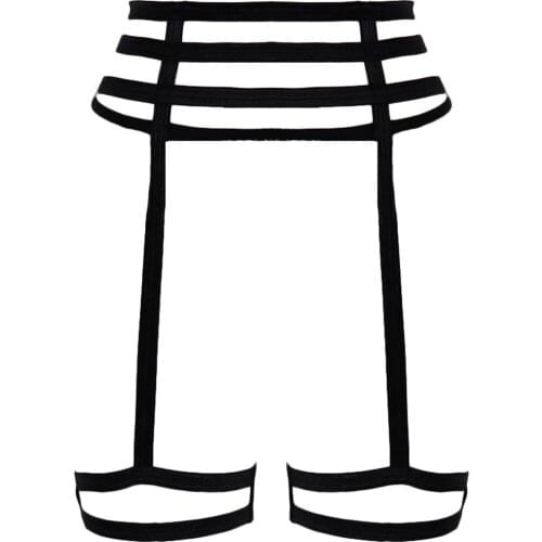 BODY HARNESS Goth Garter Belt Black Bondage Stockings Leg Body Harness Woman Edgy Body Belt Sexy Lingerie Garter