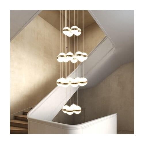 Simple spiral staircase chandelier restaurant villa duplex building model room post-modern light luxury crystal lamp