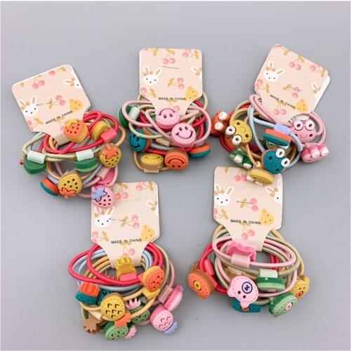 10PCS/lot Korea Hair Accessories Cute Frog Cartoon Elastic Hair Bands Baby Girl Headwear Hair Rings Children Hair Accessories