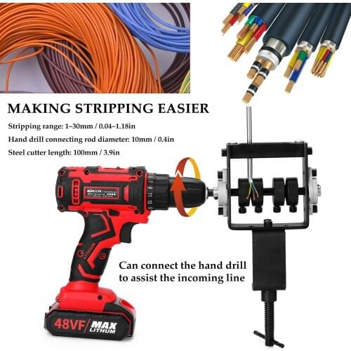 Manual Wire Stripping Machine Scrap Cable Peeling Machines Stripper for 1~30mm Utility Hand Tool Can Connect Electric Drill