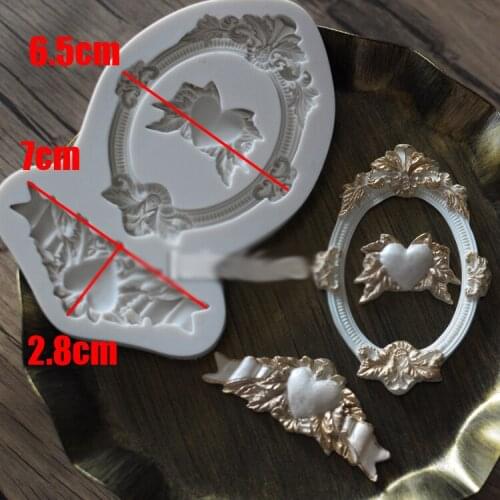 Bow heart frame silicone fandont mold Silica gel moulds bow heart frame Chocolate molds candy mould bow hearts silicone molds