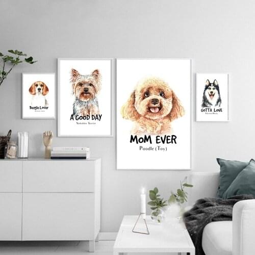 Nordic Pet Dog Decorative Drawing Husky Poodle Yorkshire Beagle Living Room Animal Frameless Hanging Painting Spray Painting