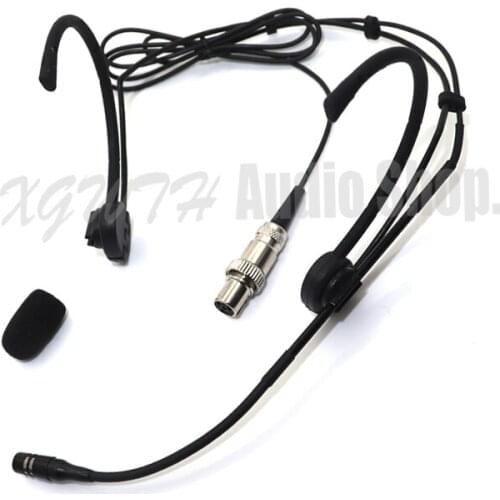 Xgwth Foldable Ear Dual Hook Head Headset Microphone For MiPro Wireless Radio Condenser Mic System Beltpack Mini XLR 4Pin lock