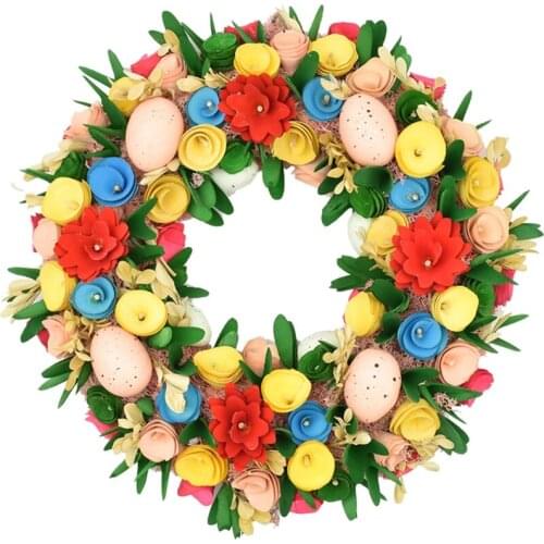 Hanging Easter Eggs Garland Door Wreath Artificial Flower Garland Happy Easter Party Home Easter Decoration