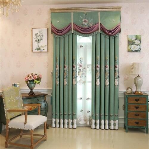 European-style luxury top embroidery shading living room curtains high-end custom villa curtains for bedrooms and star hotels