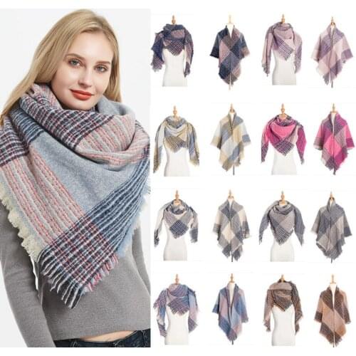 Women Autumn Stripe Cashmere Scarves Double Size Shawls Pashmina Warm Neck Triangle Rings Foulard Blanket Bandana Winter Wraps
