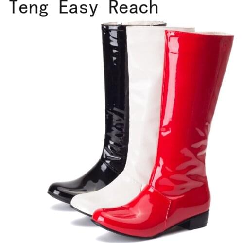 Fashion Knee High Boots Women Shoes 2021 Autumn Winter Womens High Boots Black White Red Long Shoes Ladies Large Size 47