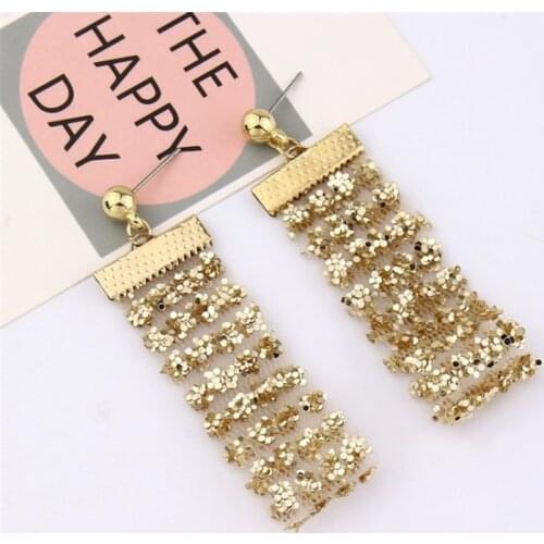 2019 new Golden sexy invisible Sequin Lace Earrings personality Baitao Fashion Earrings concise earrings wholesale for female