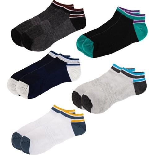 1pc Cotton Ankle Socks Unisex Breathable Sports Hosiery Low Tube Sweat Absorbing Soft Patchwork Striped Casual Free Shipping