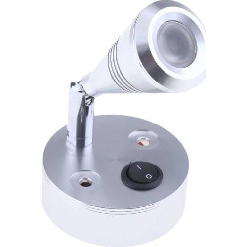 12V 3W LED Spot Reading Light Switch Camper Caravan Boat Motorhome Light SILVER Simple Design Adjustable Angle Looks Beautiful