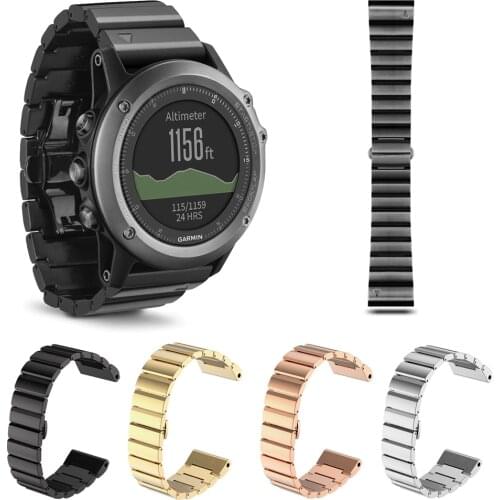 2018 Quality Full Stainless Steel Bracelets Bands for Garmin Smart Watch Gold Black for Garmin Fenix 3 HR With Protective Case