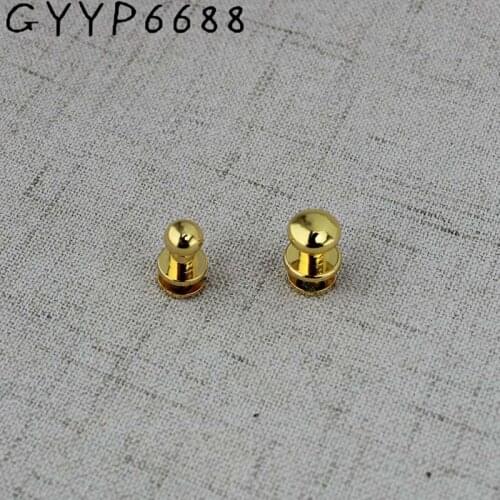 High quality Deep gold 30pcs Copper hardware accessories handbags rivets nipple nail bags Solid leather screws Round head button