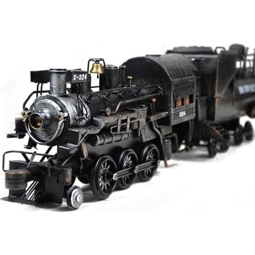 64CM large# TOP COOL ROCK Vintage handcraft Retro iron Steam locomotive Train model --HOME office BAR RETRO Decor art statue