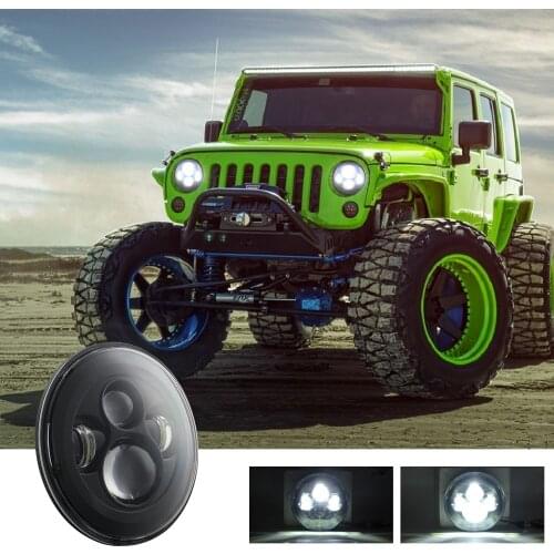 7'' Round Black LED Headlight High Low Beam Replacement for Wrangler