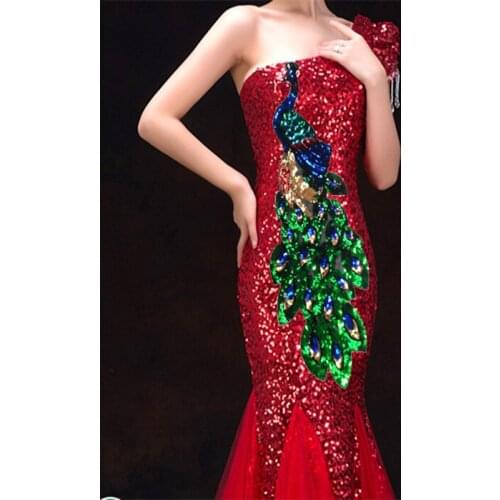Sequin Peacock Embroidered Patch Luxury Dress Peacock Decorative Accessories RS938