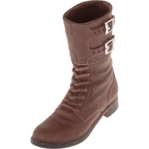 Brown 1:6 Scale Male Soldier Combat Boots Shoes for HT Toy 12" Male Figure Men Body Doll Model Accs