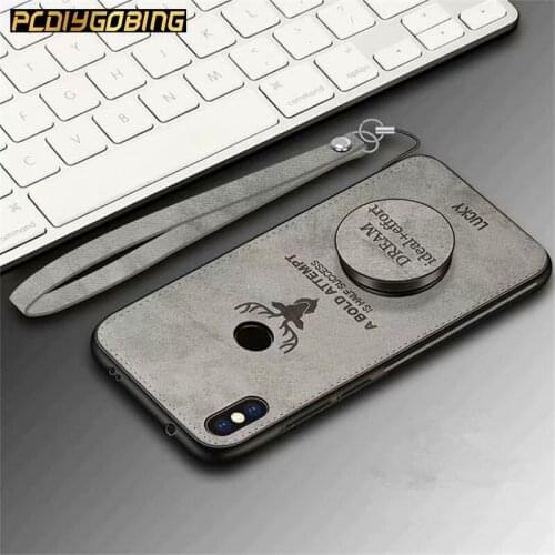 PDGB 3D Cartoon Elk Pattern Cover Rugged TPU Case for Xiaomi Mi 5 5s Plus 6 8 SE 5X A1 6X A2 Original Lanyard+Extensible Holder