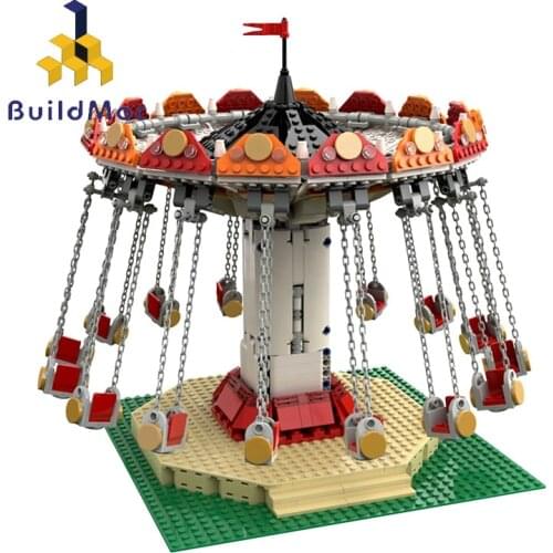 City Idea Andersen Fairytales Series Friend For Girl Carousel Model Amusement Park Merry-go-round Swing Ride Building Block Toys