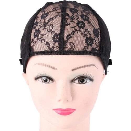Kneysan Lace Wig Caps For Making Hair Weaving Adjustable Wig Cap Hot Black Hair Nets Hat New Beauty Tools
