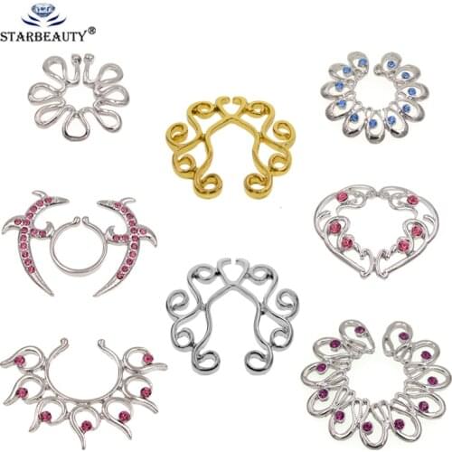 1 Pair Ajustble size Fake Piercing Sexy Stainless Steel Nipple Ring Nipple Shield Piercing Jewelry Sexy Body Jewelry For Women