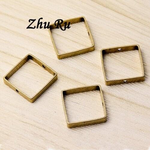 10pcs/lot zhu ru copper 20mm connection ring Charms Quadrilateral frame Belt buckle Pendants Antique Jewelry Making DIY Handmade