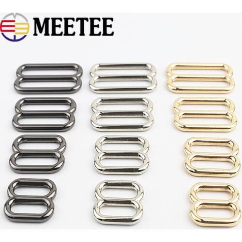 Meetee 10pcs 19/24/32/37mm Metal Belt Buckles O D 8 Ring Tri-Glide Bra Webbing Adjust Buckle Bag Strap Clasp Garment Accessories