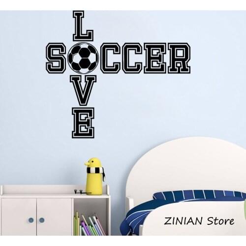 Soccer Ball Quote Wall Stickers Boy Room Sports Decor Vinyl Art Decal Mural Teens Bedroom Sport Decoration Waterproof Mural Z096