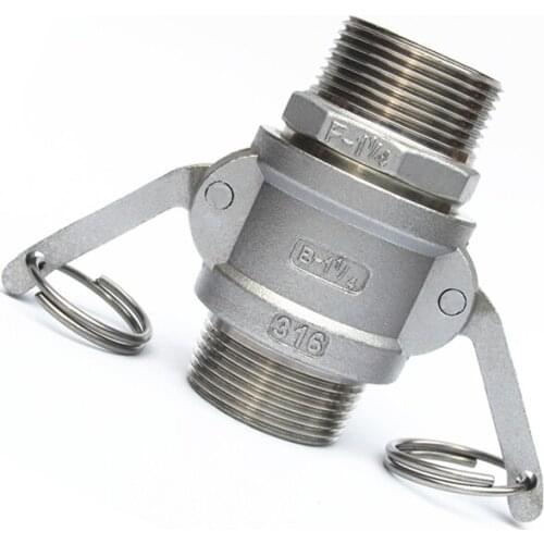 1" BSP Male Thread x 1" BSP Male Thread 304 Stainless Steel B + F Type CamLock Fitting Pump Adapter Cam Groove Coupling