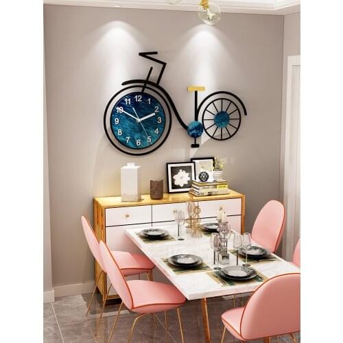 Nordic Style Clock Bicycle Wall Clock Living Room Creative Light Luxury Personality Simple Minimalist Mute Wall Horloge Mural