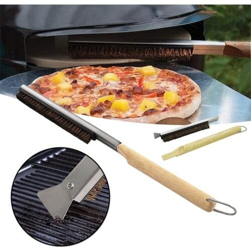 Newly Pizza Oven Brush with Wooden Handle Multipurpose Detachable Grill Cleaning Tool Practical Kitchen Gadgets