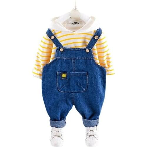 New Spring Autumn Baby Boys Girls Clothes Infant Striped Hoodies Overalls 2Pcs/sets Children Fashion Clothing Kids Tracksuits