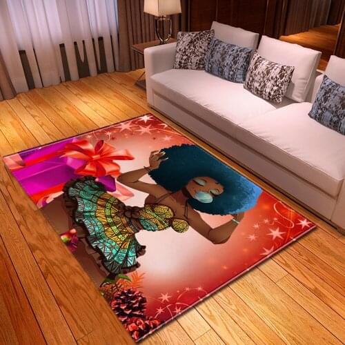New Soft Flannel Christmas Decor Mat/Rug African woman Head portrait 3D Printing Large Carpets For Living Room Bedroom Area Rugs