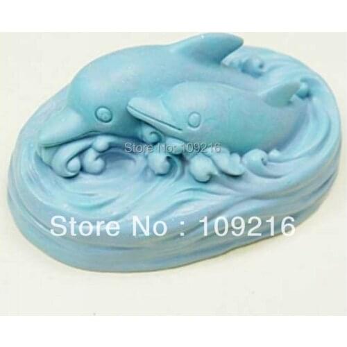 Wholesale!!!1pcs Parent-Child Dolphins (50331) Silicone Handmade Soap Mold Crafts DIY Mold