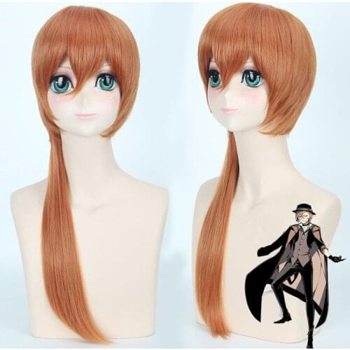 Nakahara Chuuya Wig Long Orange Red Hair Wig Anime Bungo Stray Dogs Cosplay Hair Synthetic Cosplay Wig 65cm