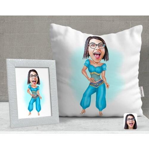 Personalized Oriental Caricature Of Decorative pillow And Frame Gift Seti-1
